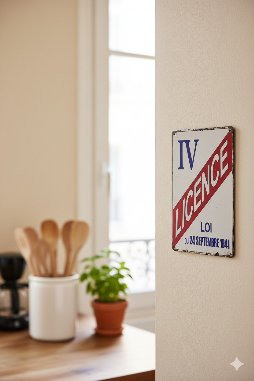 Plaque Métallique Vintage “Licence IV”